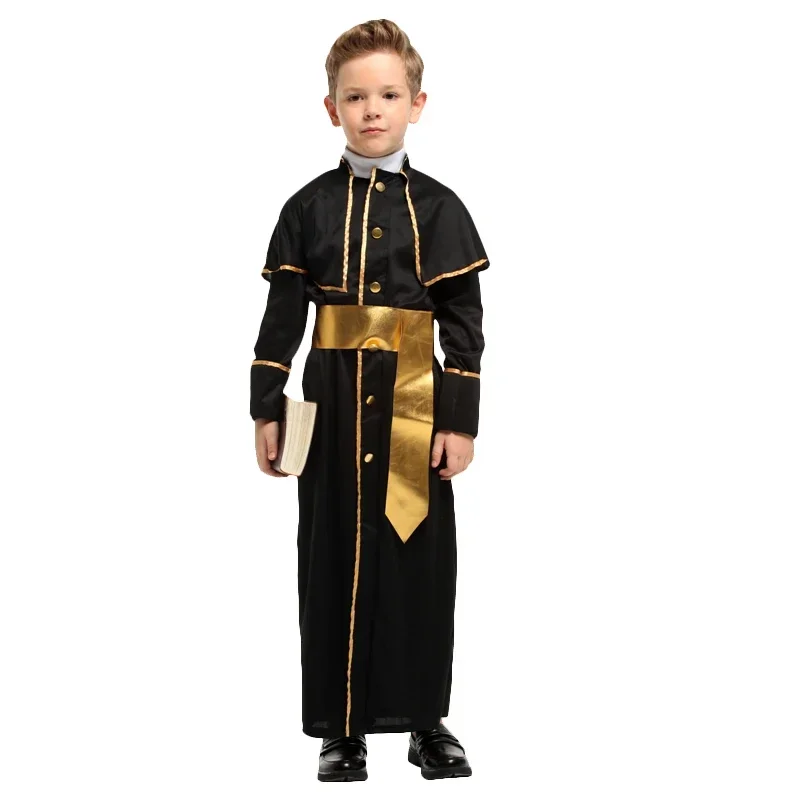 Abito medievale di Halloween Cosplay per padre bambini Sacerdote Suora Set di costumi missionari Abito per bambini MN3
