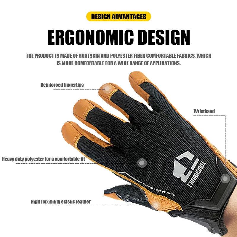 TOUGHBUILT TB-G04-L / TB-G04-XL Sheepskin Work Gloves Hand Protection Power Tool Accessories