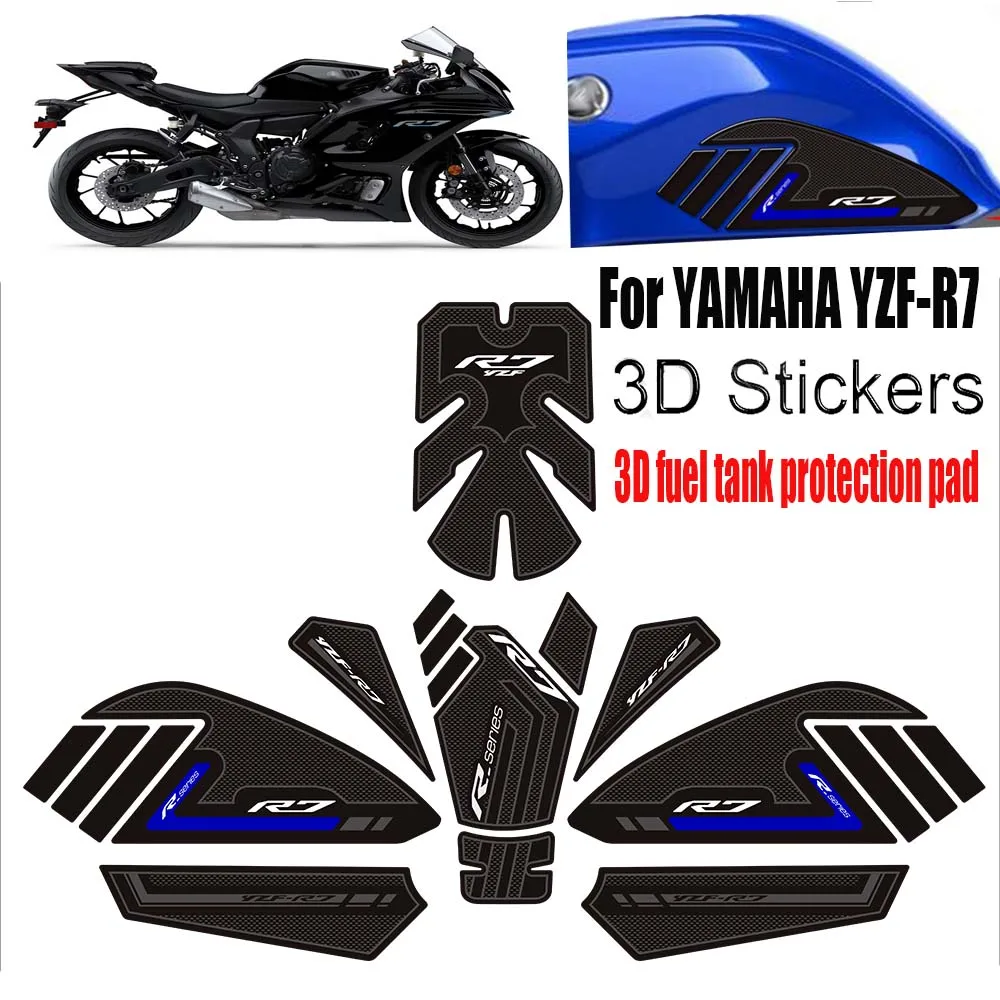 Motorcycle Tank Grips Pad Protector Stickers Decals Gas Fuel Oil Kit Knee For YAMAHA YZF-R7 YZF R7 YZFR7 HP 2022