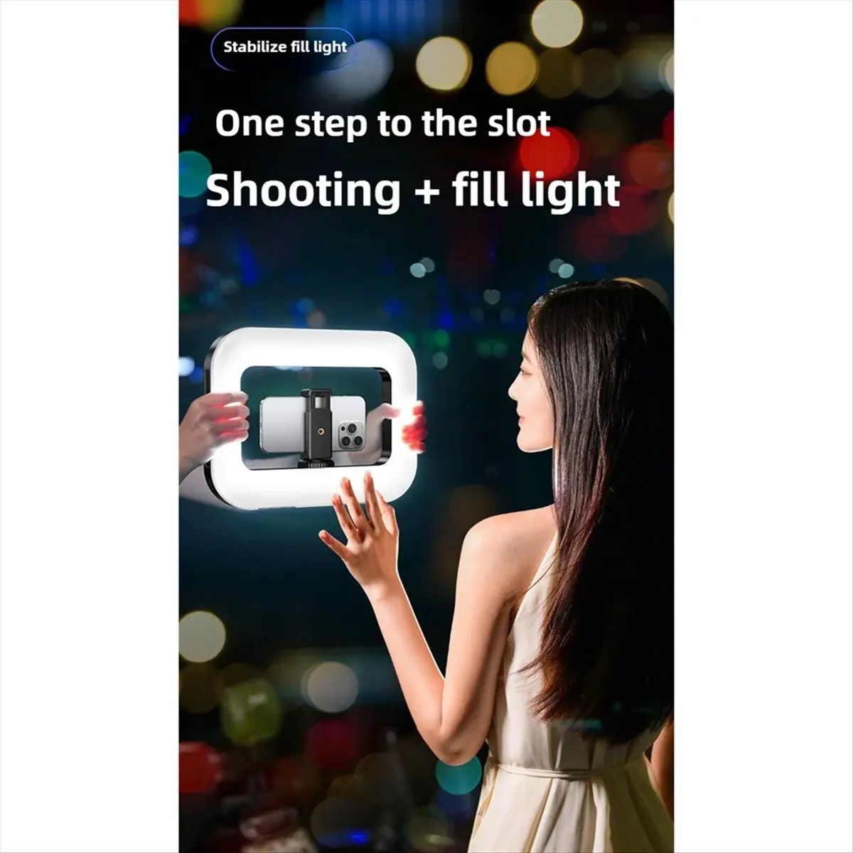 NEW 20W Tricolor Ring LED Rechargeable Fill Light Portable Mobile Phone Live Broadcast Desktop Selfie Light B