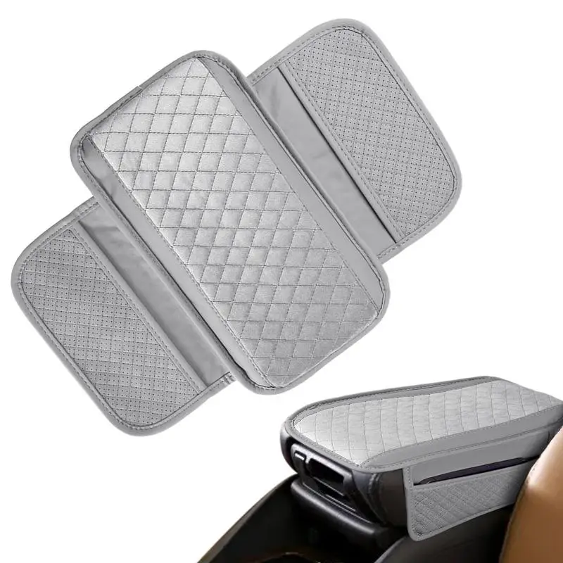 Center Console Covers For Car Center Console Cover With 2-Storage Bag Comfortable Plush Car Armrest Pad Multi-functional Car