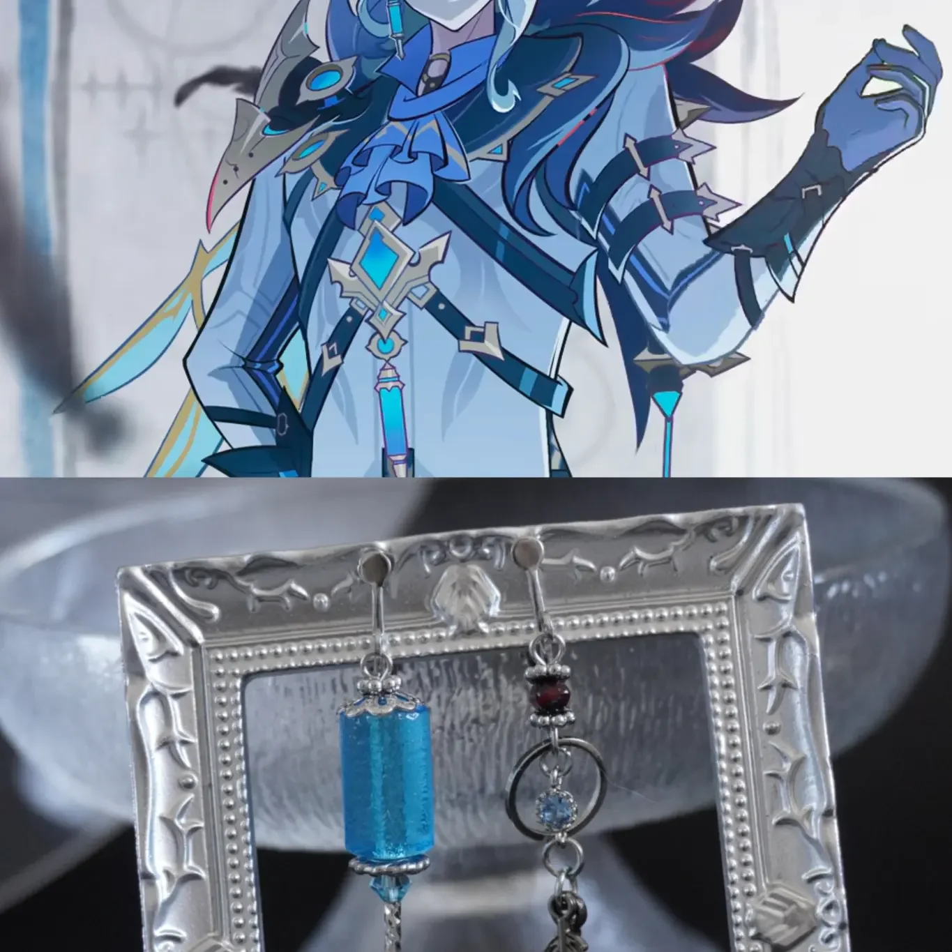 Anime Genshin Impact  Il Dottore The Doctor  Earrings Cosplay Props For Women Party Jewelry Fashion Accessories Gift