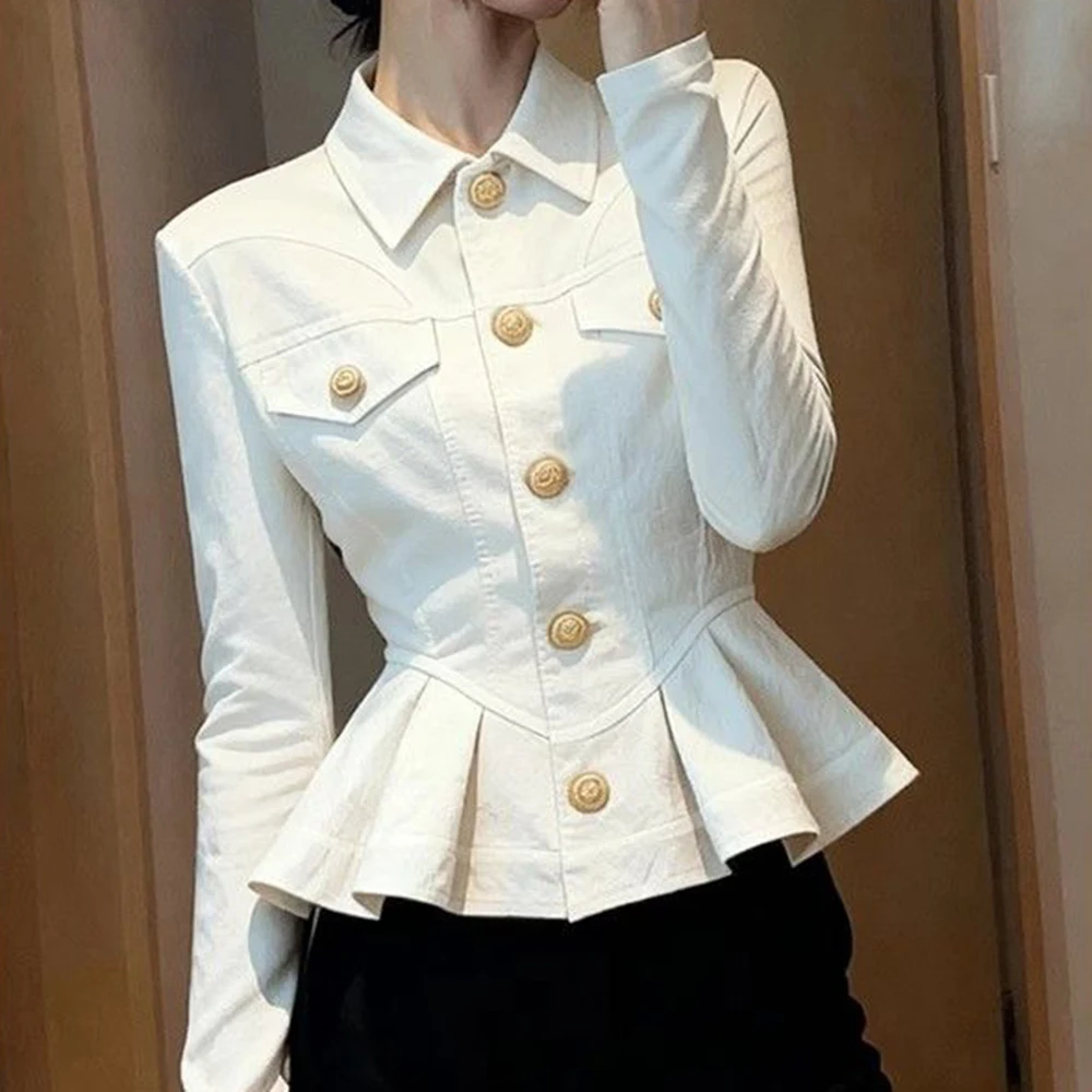 

Autumn new Korean version fashion short coat women's waist pinched waist top small high-end sense foreign and thin jacket