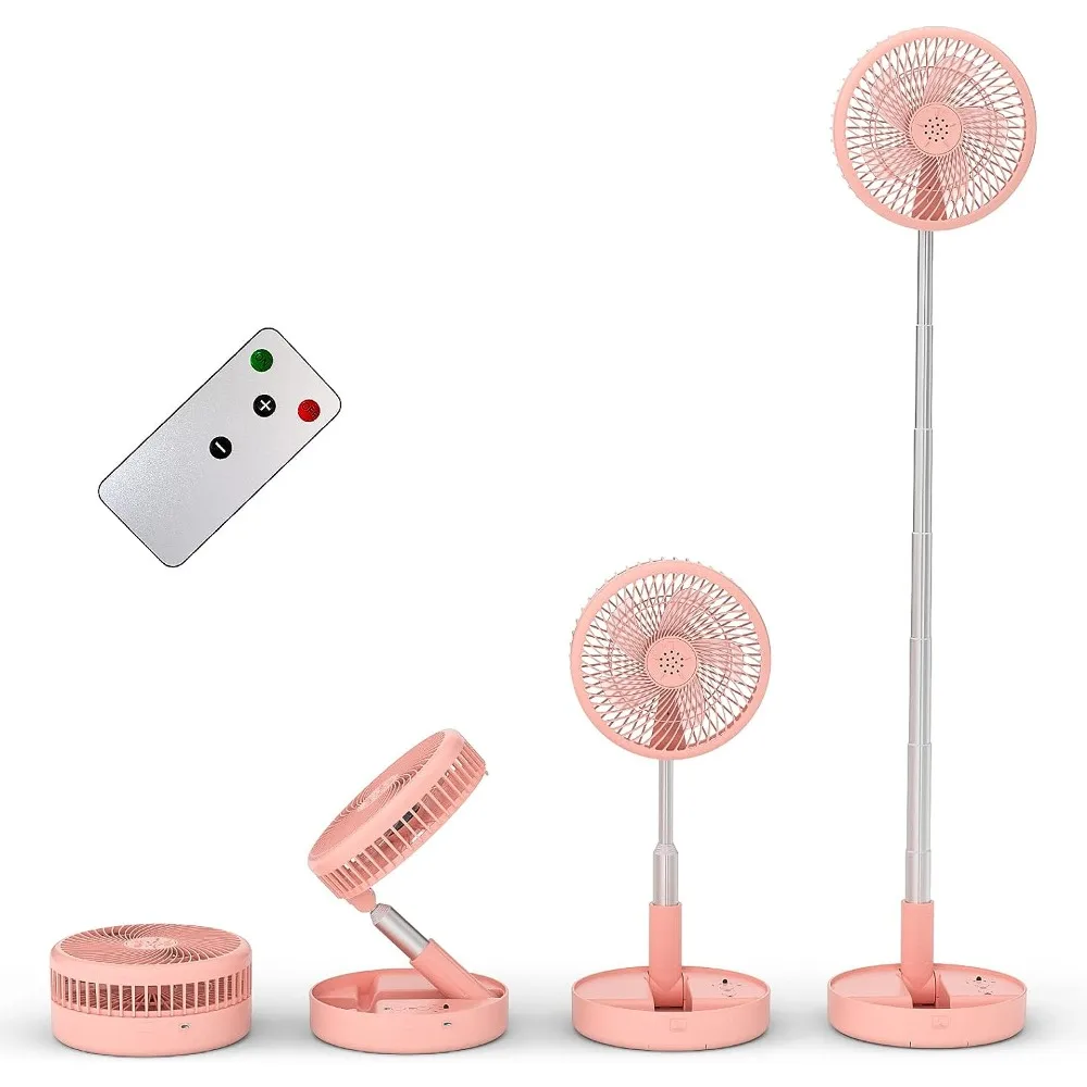 Primevolve Battery Operated Fan,Portable Rechargeable USB Floor Desk Fan with Adjustable Height,4 Speed Settings Pedestal Fan