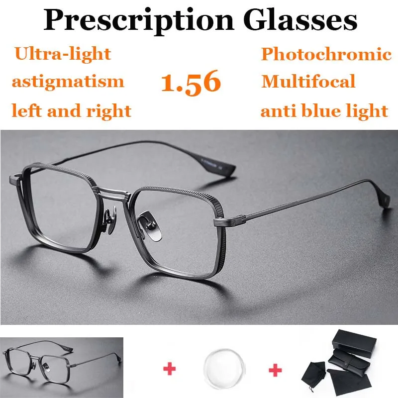 Prescription Glasses for Men Anti Blue Light Photochromic Titanium Progressive Multifocal Reading Glasses Prescription Lenses