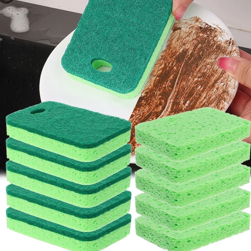 1/5pcs Dishwashing Sponge Kitchen Utensils Tableware Cleaning Brushes Oil Stains Rust Removal Brushes Household Cleaning Tools