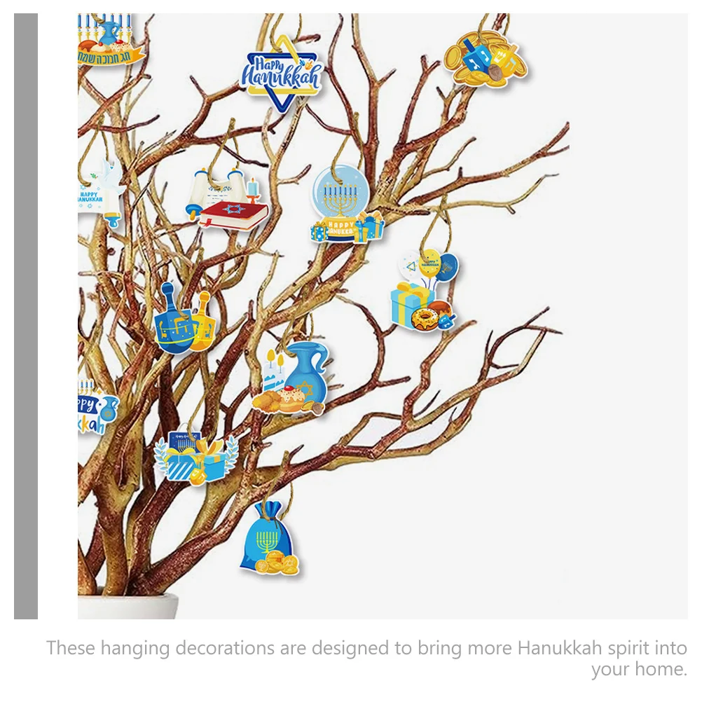 12 قطعة من لوازم حفلات هانوكا المعلقة لديكور العطلة، علامات سقف جدارية احتفالية لتزيين تجمع العائلة #5