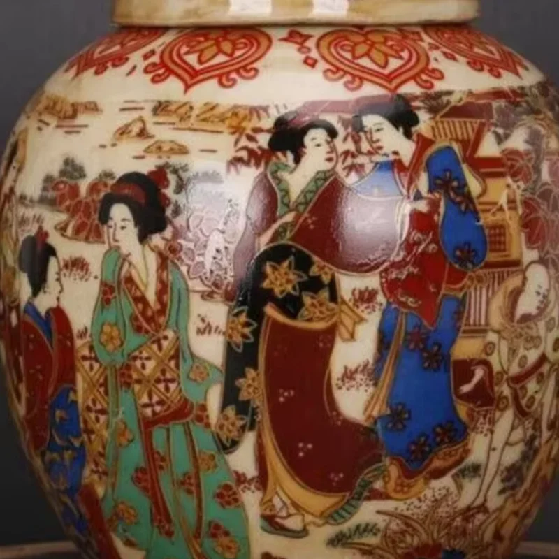 Exquisite Old Chinese Porcelain Color Hand Painted Beauty Jar Pots Tea Caddy Crafts
