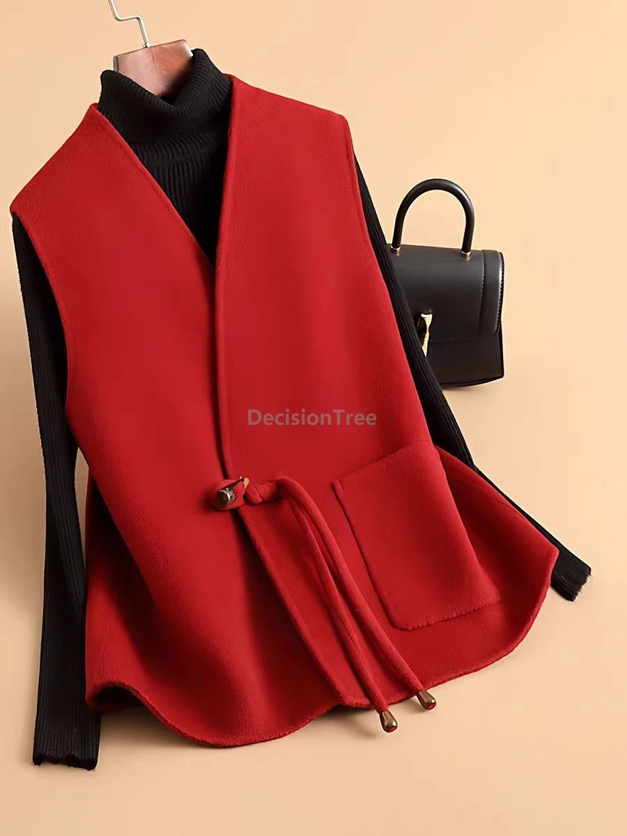 

Жилет женский в стиле ханьфу, модный, универсальный, элегантный, улучшенный дизайн, красный, весна 2026, фестиваль, винтаж