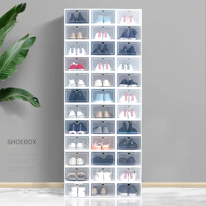 Collapse Overlay12th floor Shoe Cabinets shoes shelve rack organizer Plastic transparent Splicing storage box combination