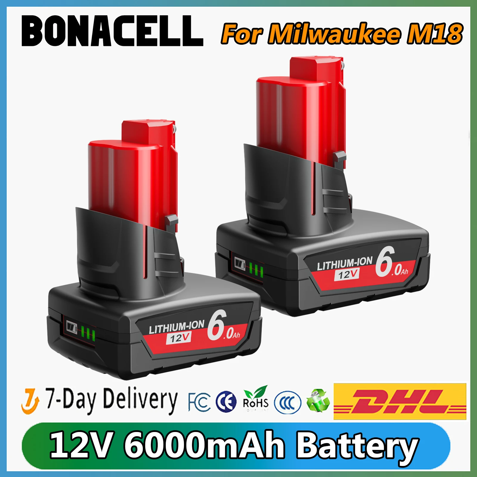 6000mAh 12V Milwaukee M12 Replacement Battery