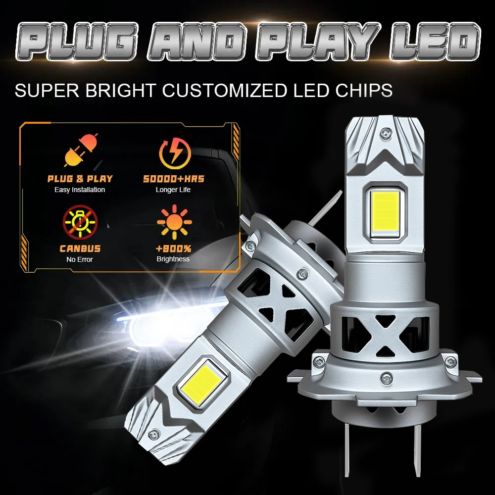 

2Pcs LED Lights 200W 20000LM H4 H1 H7 H9 H8 H11 LED 9005 HB3 9006 HB4 6500K Headlight Bulb For Car Lamp White Plug&Play