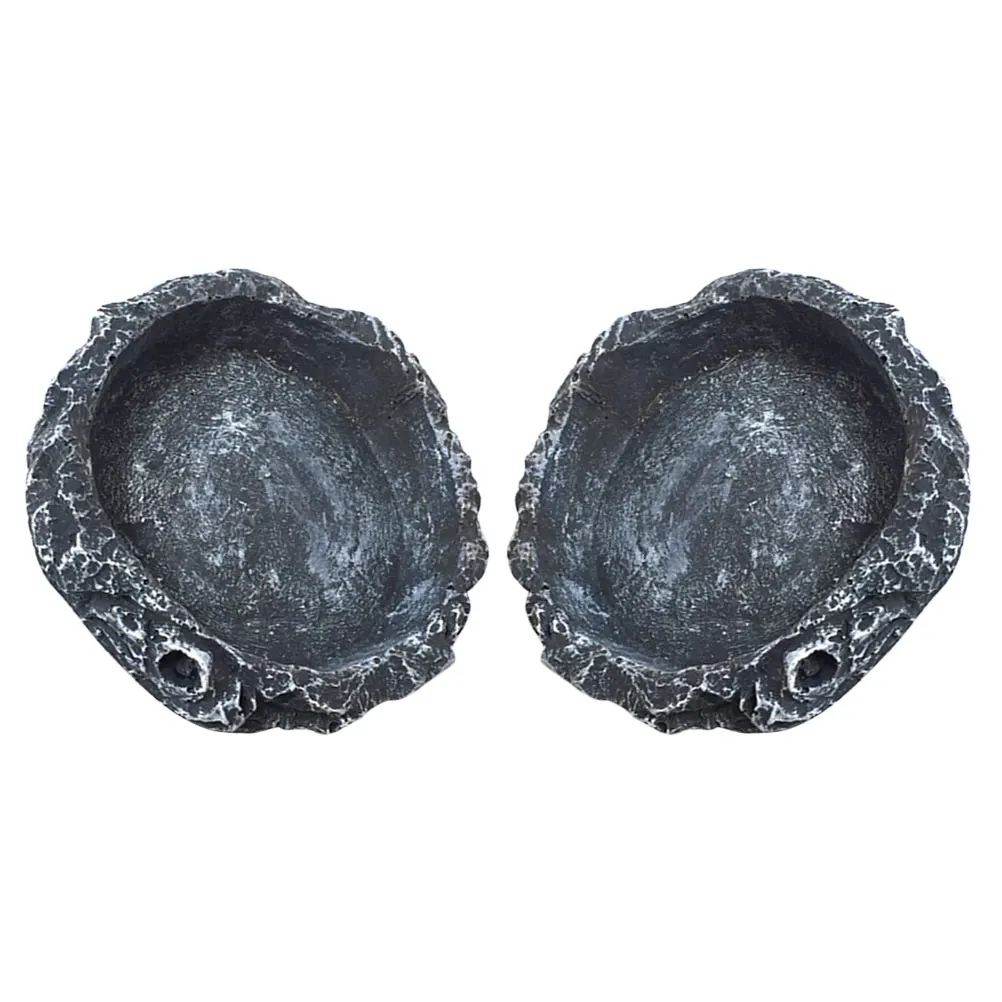 

2Pcs Reptile Water Food Bowls Compact Rounded Feeding Dish for Turtle Lizard Snake Gecko Terrarium Tank Feeding