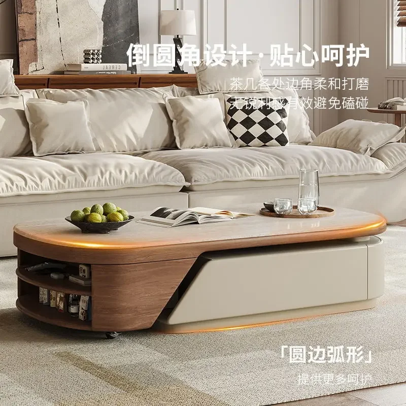 Stolik kawowy z płyty kamiennej na kółkach, wysuwany stolik do herbaty w stylu średniowiecznym, stolik do herbaty w stylu retro do salonu, luksusowy.