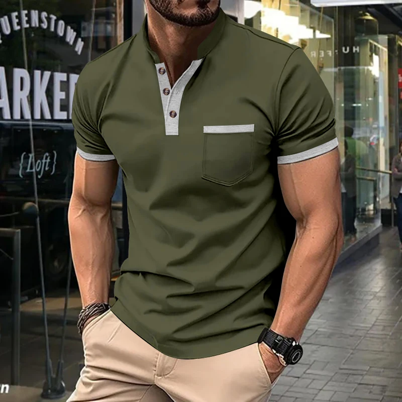 Polo à manches courtes d\'été pour hommes, T-shirt décontracté pour documents solides Chemise respirante pour hommes pour hommes S-3XL de vêtements