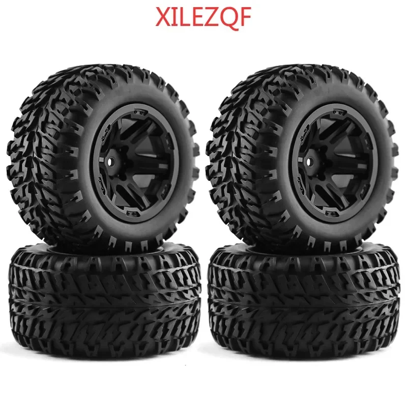 

XILEZQF 1set 105mm diameter Rubber Wheel Tire Tyre with 12mm Hex For 1/16 MJX Hyper Go H16 16207 16208 16209 16210