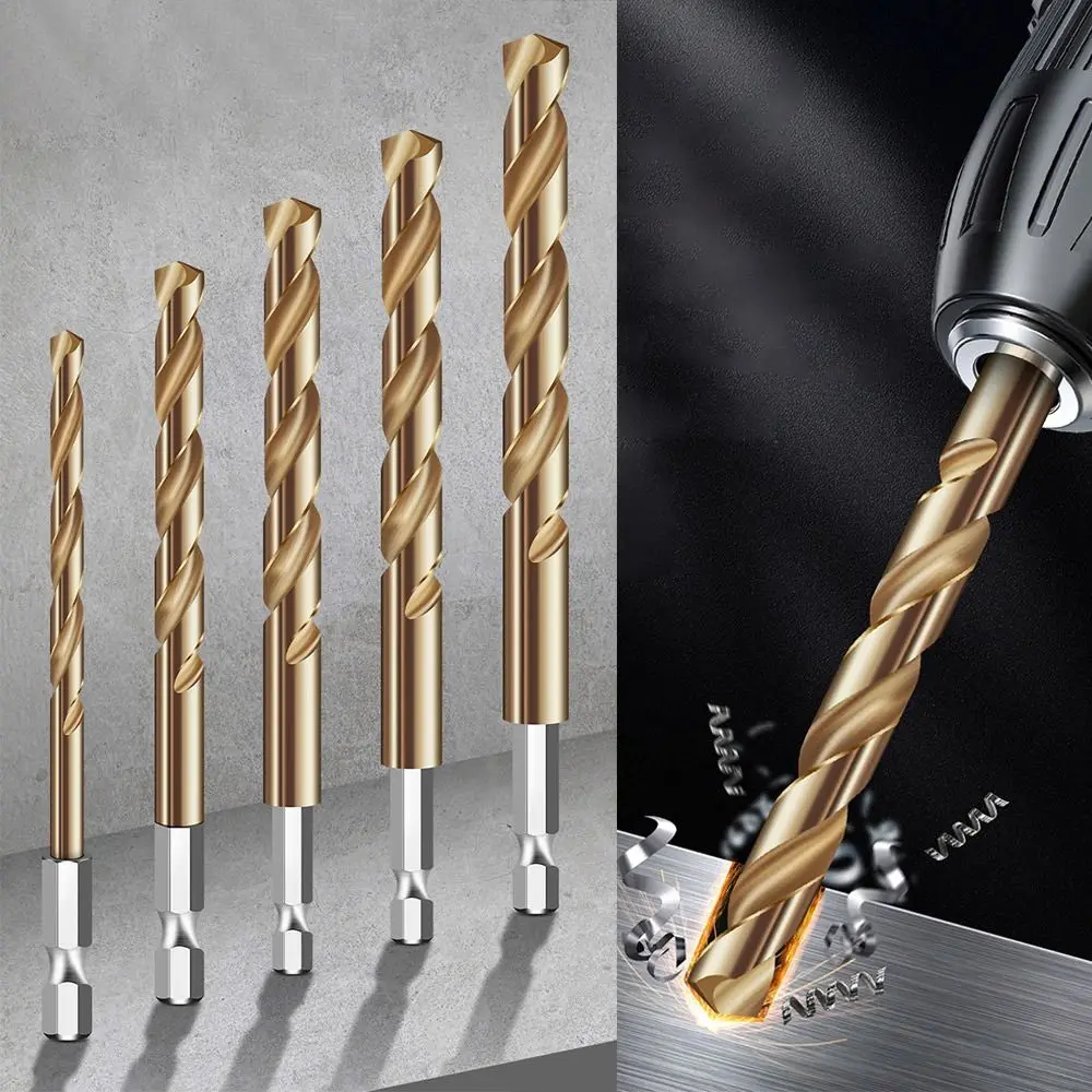 

1PC HSS High Speed Steel Hex Shank Twist Drill Bit Titanium-plated Special Stainless Steel Metal Iron Straight Handle Drill