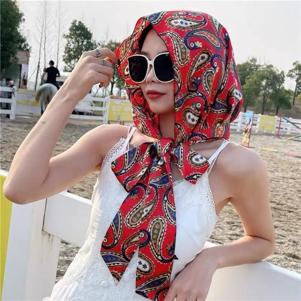 

Summer Simulation Silk Muslim Turban Sun-Resistant Soft Baotou Hat Breathable Headscarf Women