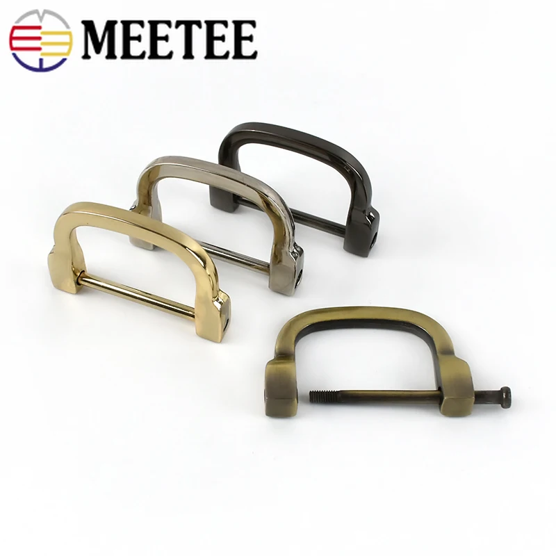 Meetee 4Pcs 25/30mm D Ring Buckles Detachable Screw Metal Buckle Handbag Strap Clasps DIY Leather Crafts Hardware Accessories