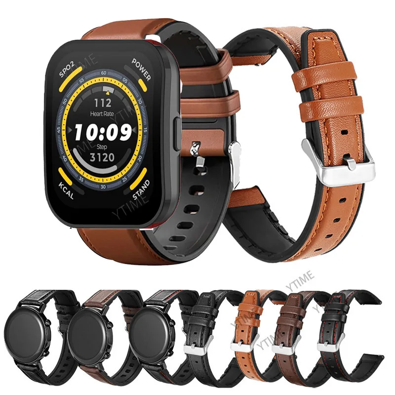Ремешок силиконовый для Huami Amazfit Bip 5, кожаный браслет для Amazfit GTR 4 3 2 2E 42 47 мм/GTS 4 3 2 2E Mini, 20 22 мм