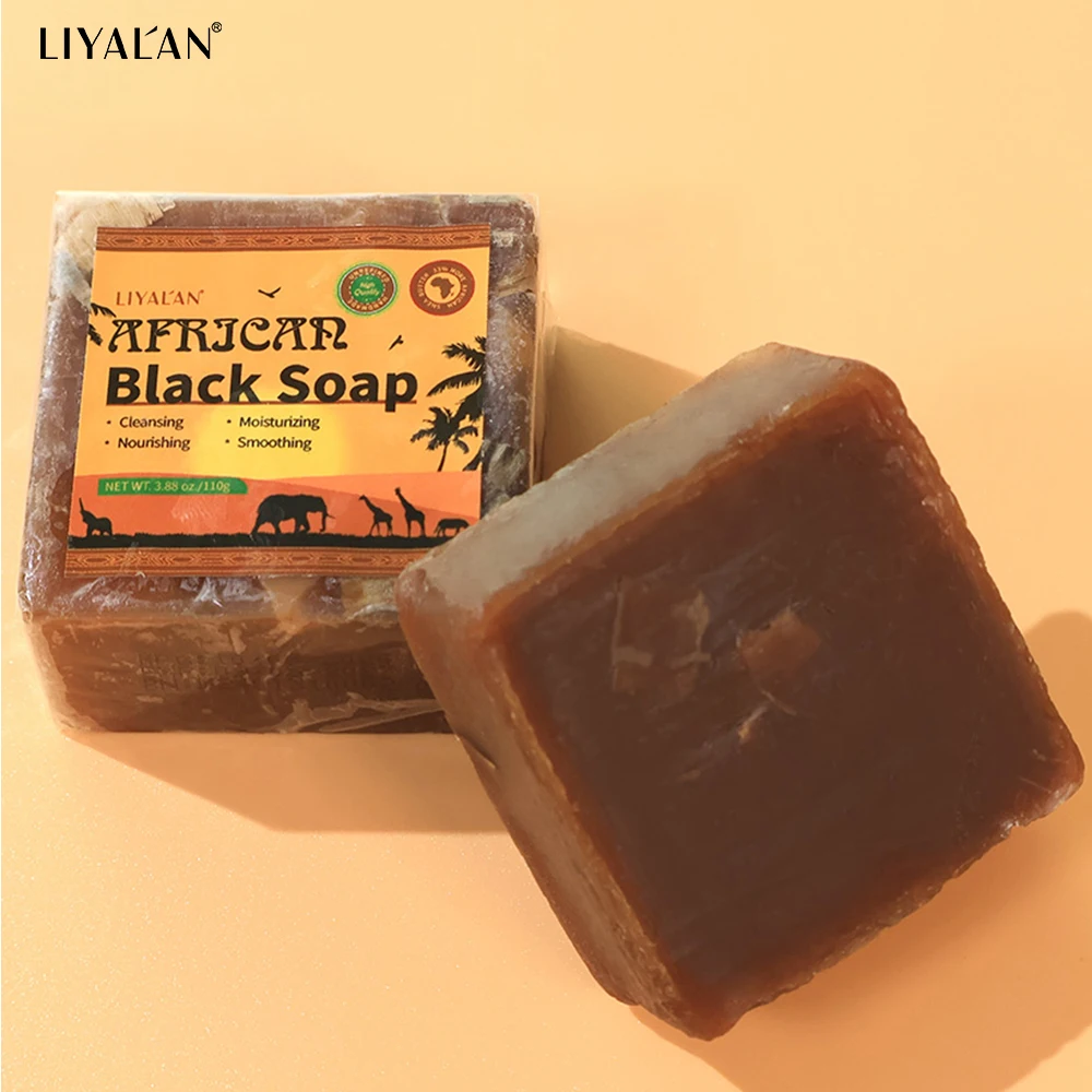 2pcs African Black Soap Even Skin Tone Nourish Smooth Skin Care Shea Butter Palm Oil Face Hydration Soothes Clean Handmade Soap