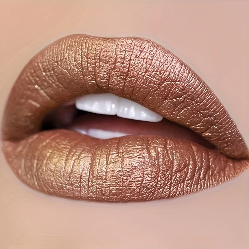 أحمر شفاه لامع مقاوم للماء - أحمر شفاه لامع يدوم طويلاً مع لمسة نهائية معدنية، جميع أنواع البشرة، استخدام البالغين، أحمر شفاه تجميل