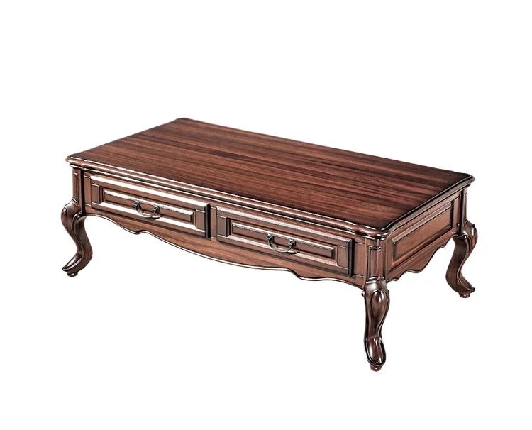 

American black walnut coffee table all solid wood small apartment neoclassical simple living room rectangular multi-drawer