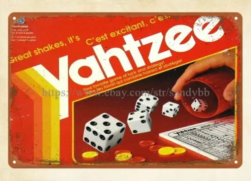 Yahtzee 1993 Dice Family Board Game metal tin sign Yahtzee 1993 Dice Family Boar