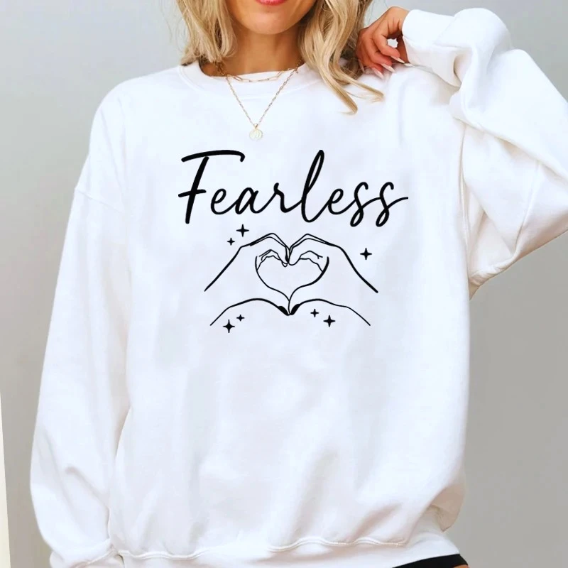 الفتيات عصر لا يعرف الخوف بلوزات Harajuku البلوز اليد قلوب لا يعرف الخوف جولة موسيقية مقنعين البلوز ملابس نسائية عادية #2