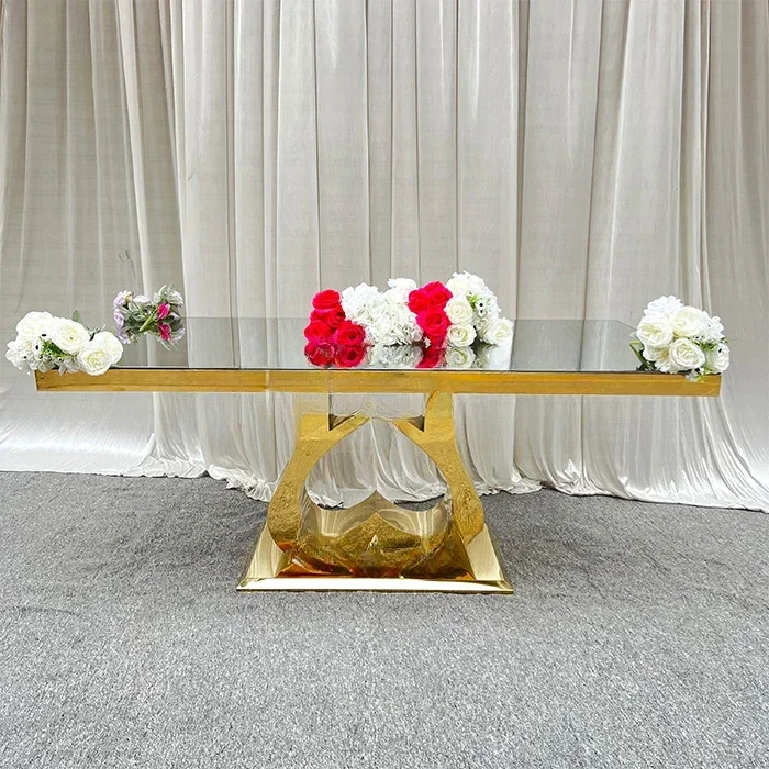 

-Свадебные мероприятия, банкетные обеденные столы прямоугольной формы из нержавеющей стали