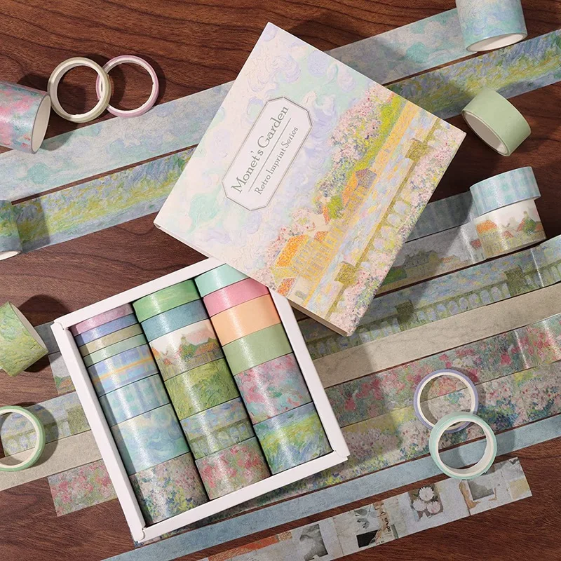 20Pcs Retro Washi Tape Set Masking Tape Stationery Journal Supplies Grid Scrapbooking Decorative Adhesive Tape