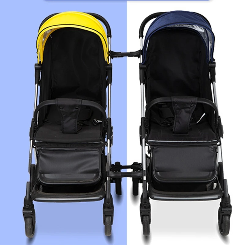 3-teiliger Zwillings-Kinderwagen-Anschluss, Universalgelenke, Drillinge, Vierlinge, Säuglingswagen, sichere Gurte, verstellbarer