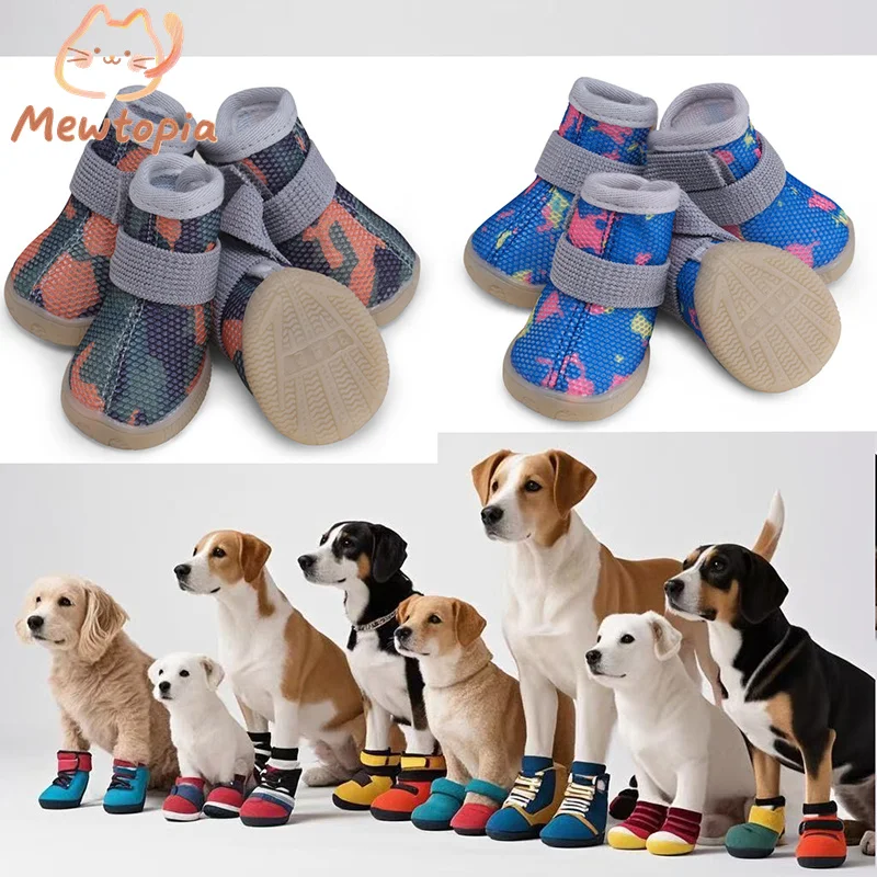 

New Camouflage Oxford Sole Pet Shoes Breathable Non-Slip Small Dog Shoes Outdoor Shoes Anti-Dirty Feet Design Lightweight Shoes