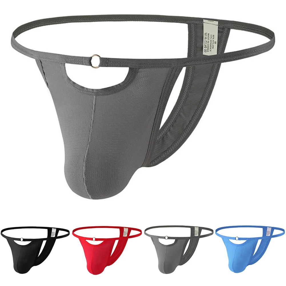 

Sexy Casual Men Lingerie Stretch Briefs Shorts Thongs Thin Belt U Convex Pouch Breathable Sports Sissy Panties