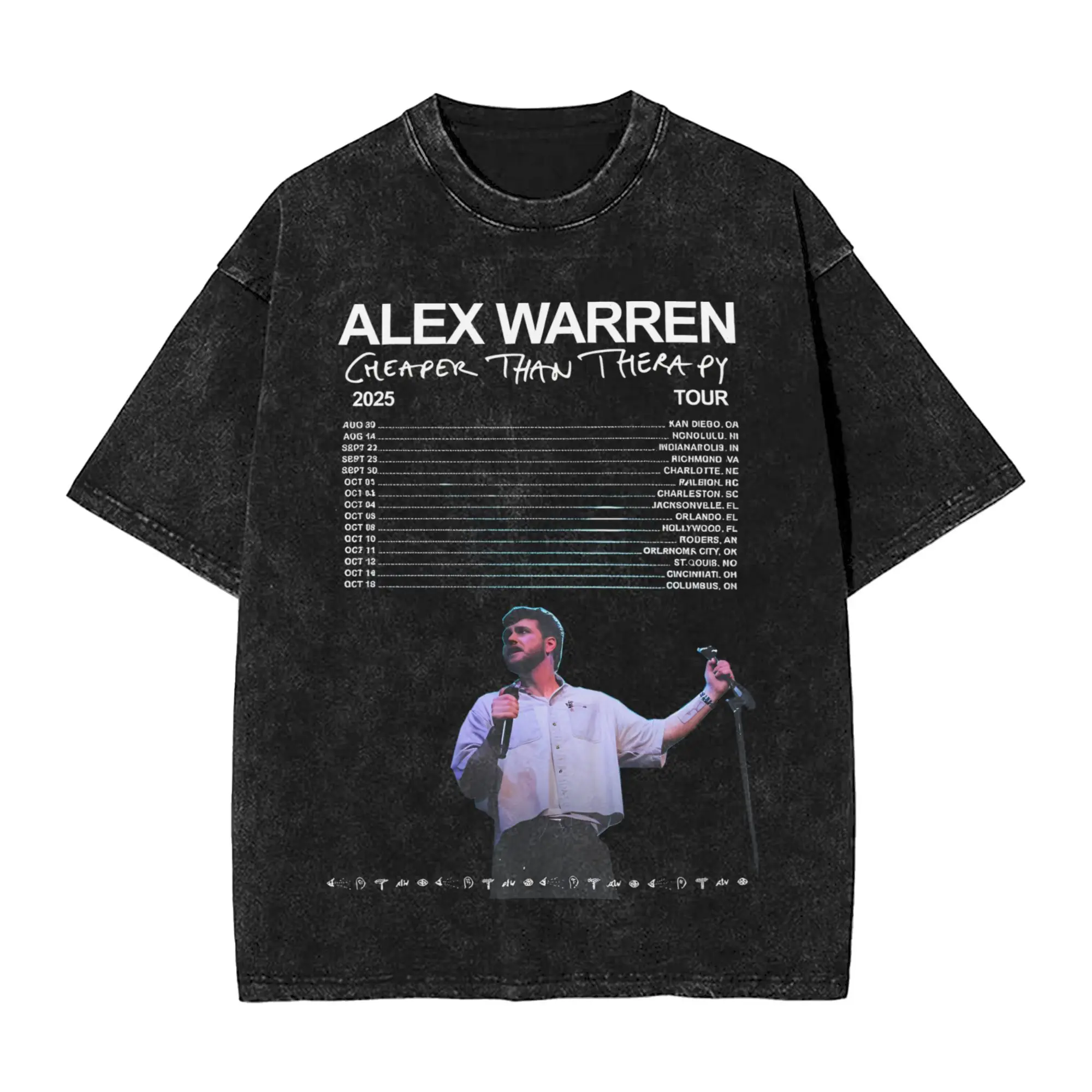 

Футболка Alex Warren Tour 2025, мужская хлопковая забавная футболка с круглым вырезом, топы с короткими рукавами, оригинальные