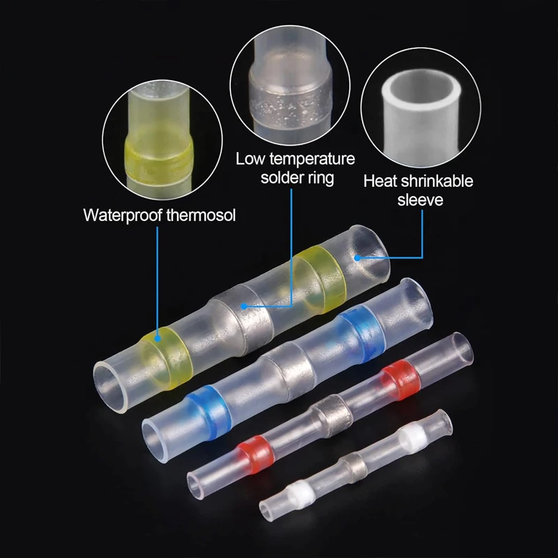 Boxed Solder Seal Wire Connectors Kit Heat Shrink Butt Terminals, Waterproof Insulated Electrical Wire Splice Connector image 2