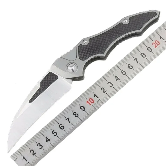 Mict Eskm Black Python Pocket Knife D2 Blade Single Action Aluminum+Carbon Fiber Handle Camping Hunting EDC Survival Tool Knives image 2