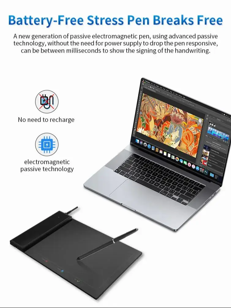 HavaPen YZ08 Graphic Drawing Tablet 8192 Levels Pressure, Digital Art Tablet with Battery-Free Pen, USB Type-C, Compatible with