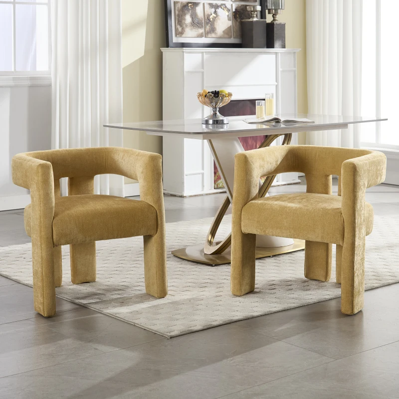 Campcraft Zeitgenössischer, mit Stoff gepolsterter Akzent/Esszimmerstuhl/Fass-Seitenstühle, Küchensessel für Wohnzimmer, 2 Stück/