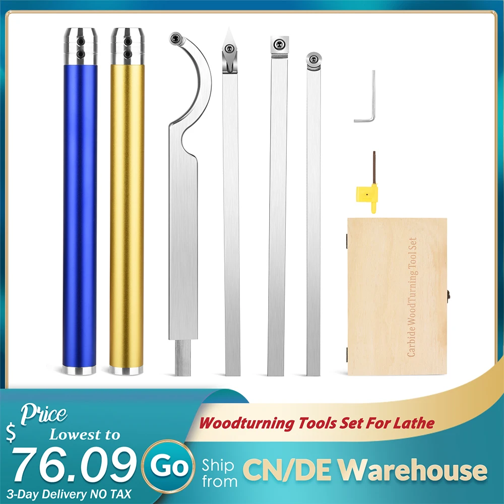 Carbide Máy Tiện Dụng Cụ Quay Rau Trong Hộp 20 "Kích Thước Đầy Đủ Woodturning Dụng Cụ Thiên Nga Cổ Hollower Rougher Finisher Có Thể Tháo Rời Tay Cầm Hợp Kim