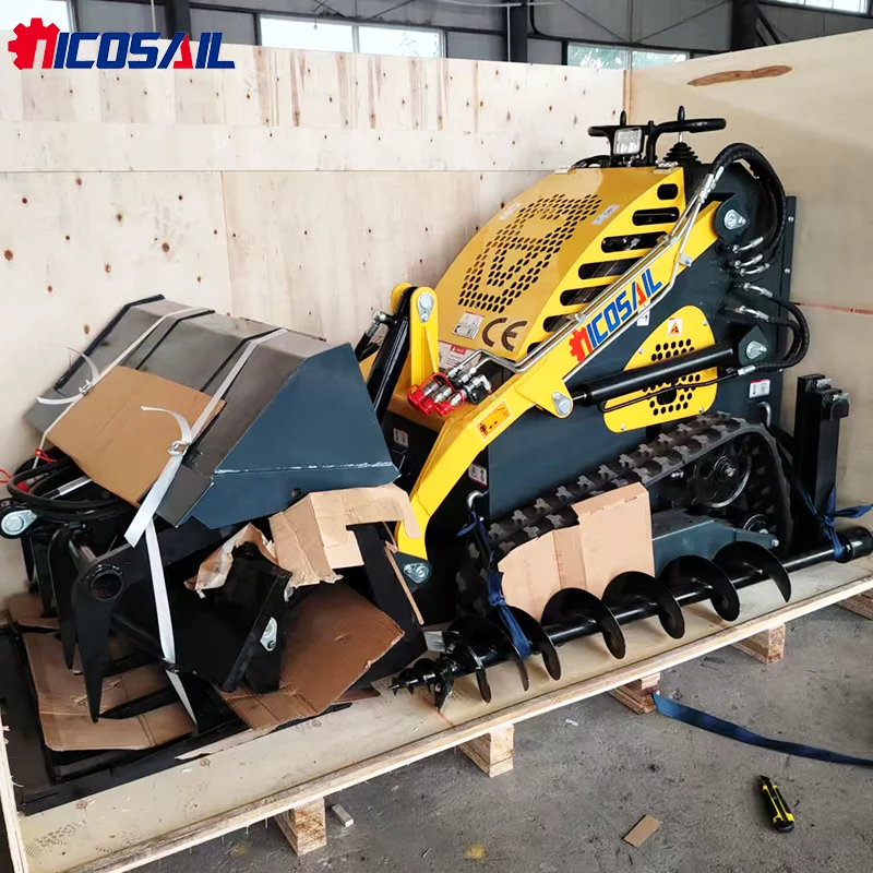 جرافة انزلاقية صغيرة مع شهادة EPA وCE، محمل صغير مزود بشوكة وملحقات أخرى