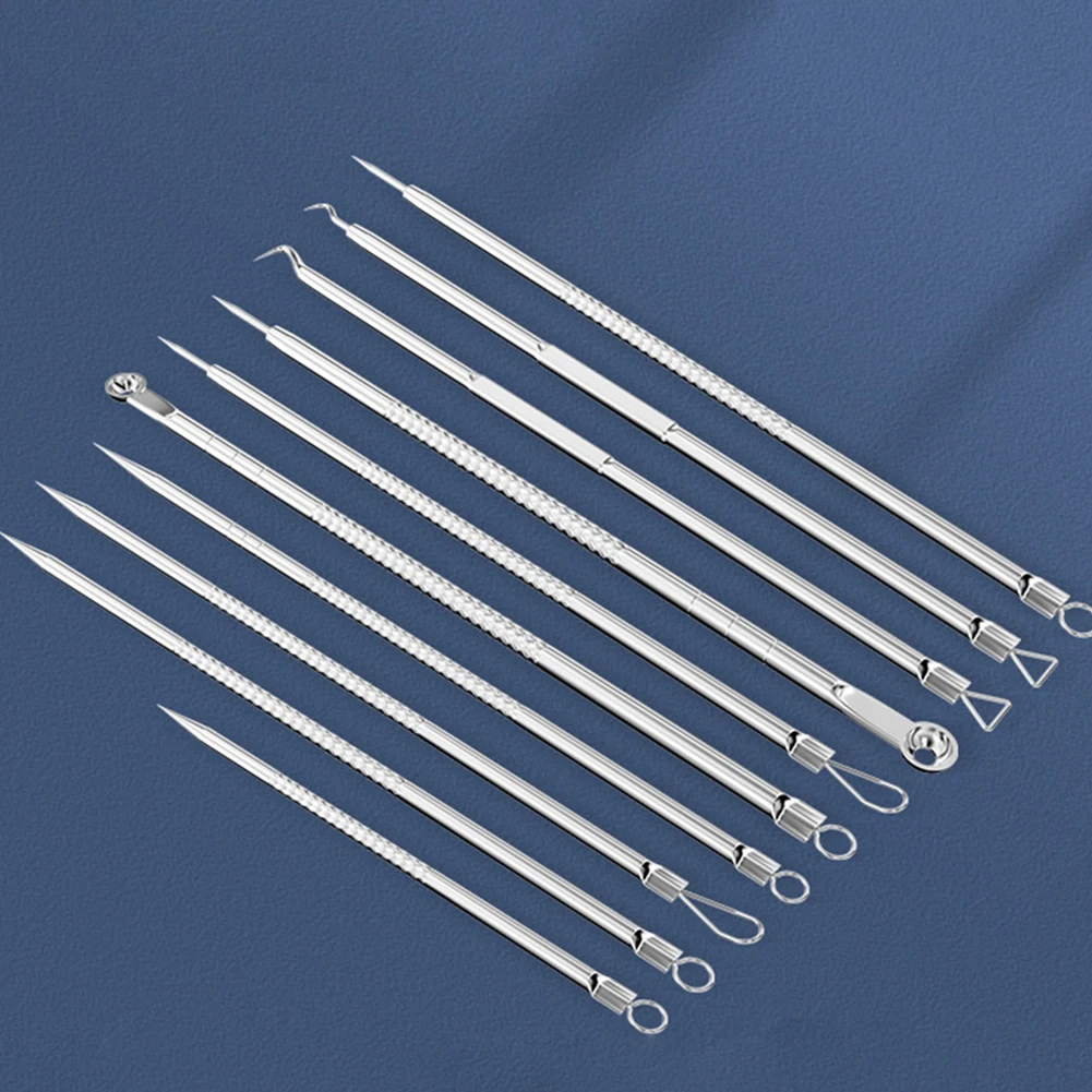 Kit de Extractor de espinillas de acero inoxidable, limpieza Facial, eliminador de acné, herramienta multifuncional de eliminación de acné, para el cuidado facial, 14 Uds.