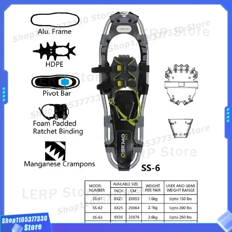 Professional Aluminum Snowshoes for Adult Winter Hiking Skiing Custom Snow Walking Gear Durable Outdoor Adventure Equipment