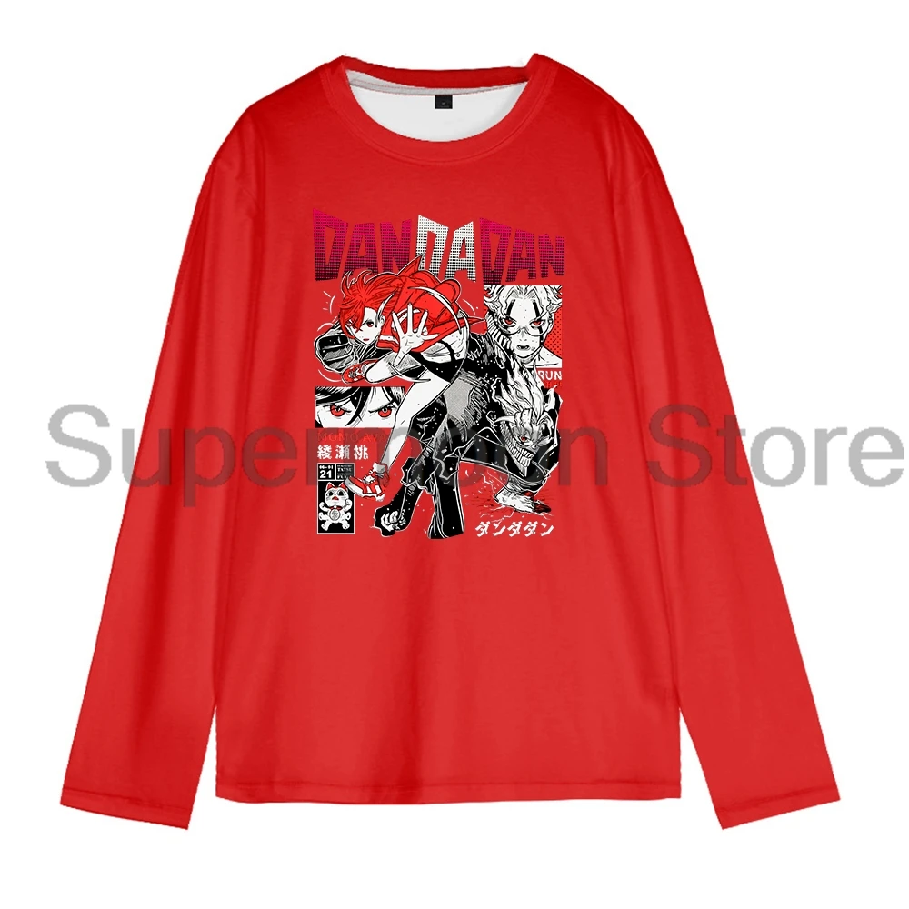 Dandadan Momo Ayase Anime Crewneck Long Sleeve T-shirt Kobiety Mężczyźni Outdoor Sportwear Harajuku Streetwear Gym Shirts