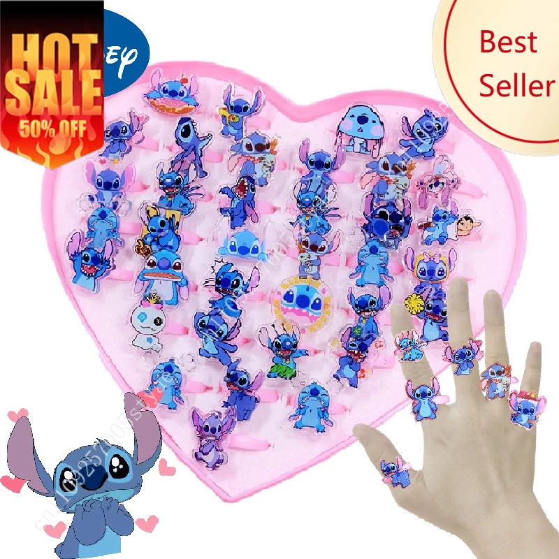 

Stitch Ring Kawaii Disney Lilo Acrylic Toy Rings Cartoon Accessories Holiday Party Decorations Gifts