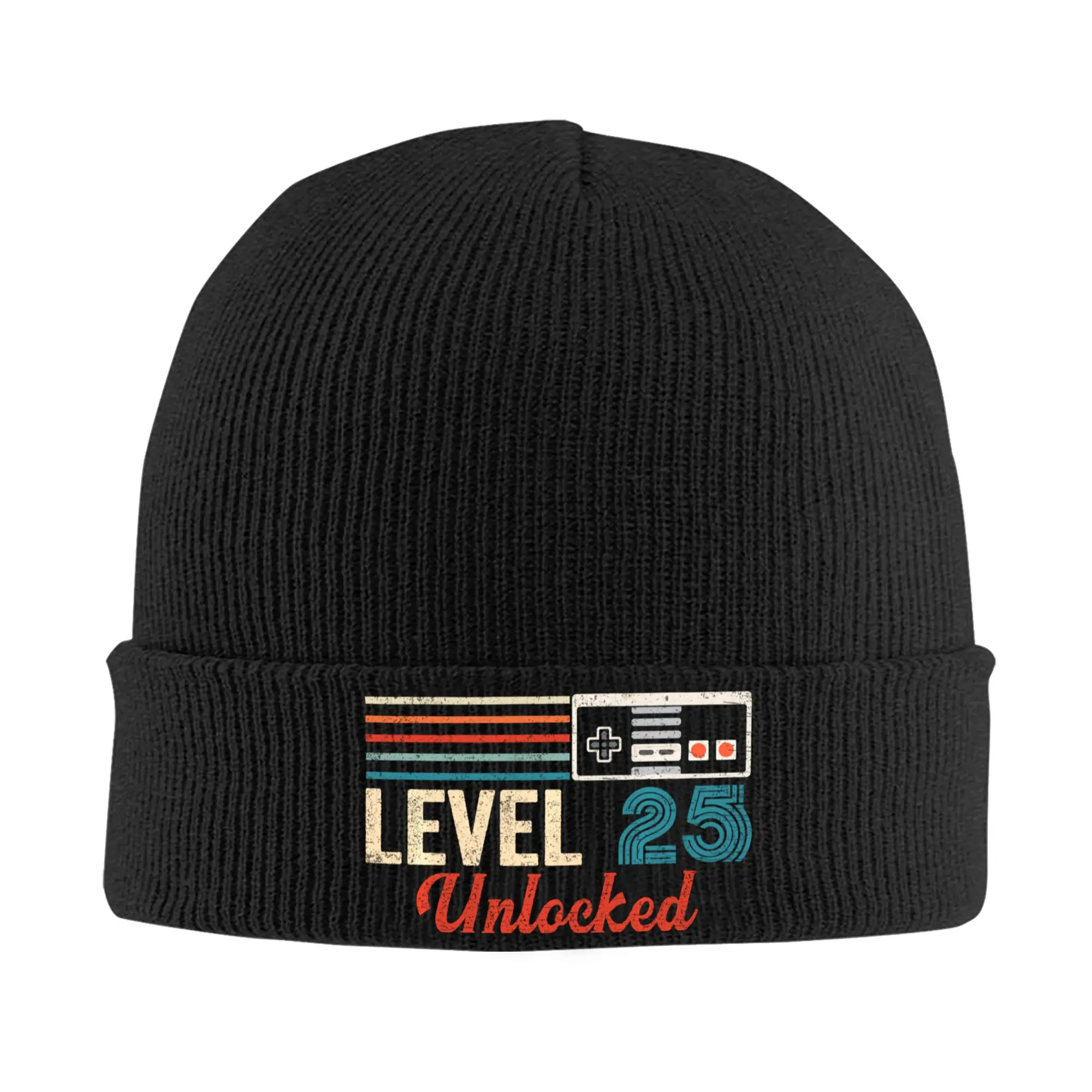 Unlocked Level 25 Birthday Knitted Hat Autumn Winter Skullies Beanies Game Controller Cap Female Male Acrylic Hip Hop Bonnet