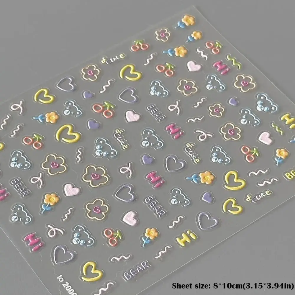 2025 Adesivo per unghie carino Cartone animato autoadesivo Adesivi per cartoni animati Decorazione per unghie Decalcomania multifunzione Adesivo per nail art