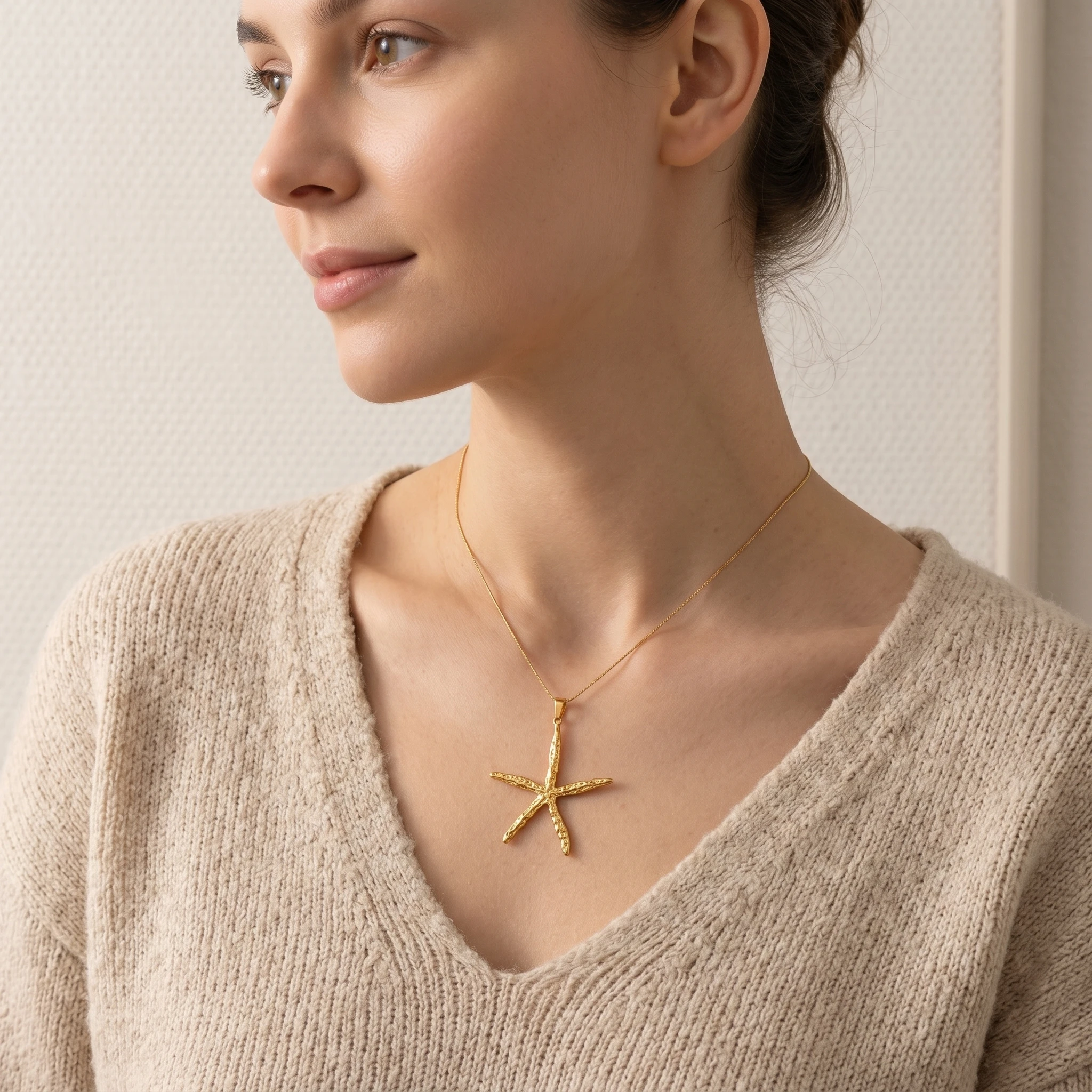 5 Stück Edelstahl-Anhänger Großer Fisch Seestern Hamsa Hand Goldanhänger für DIY Damen Halskette Ohrringe Schmuckherstellung Zubehör – Detail 3