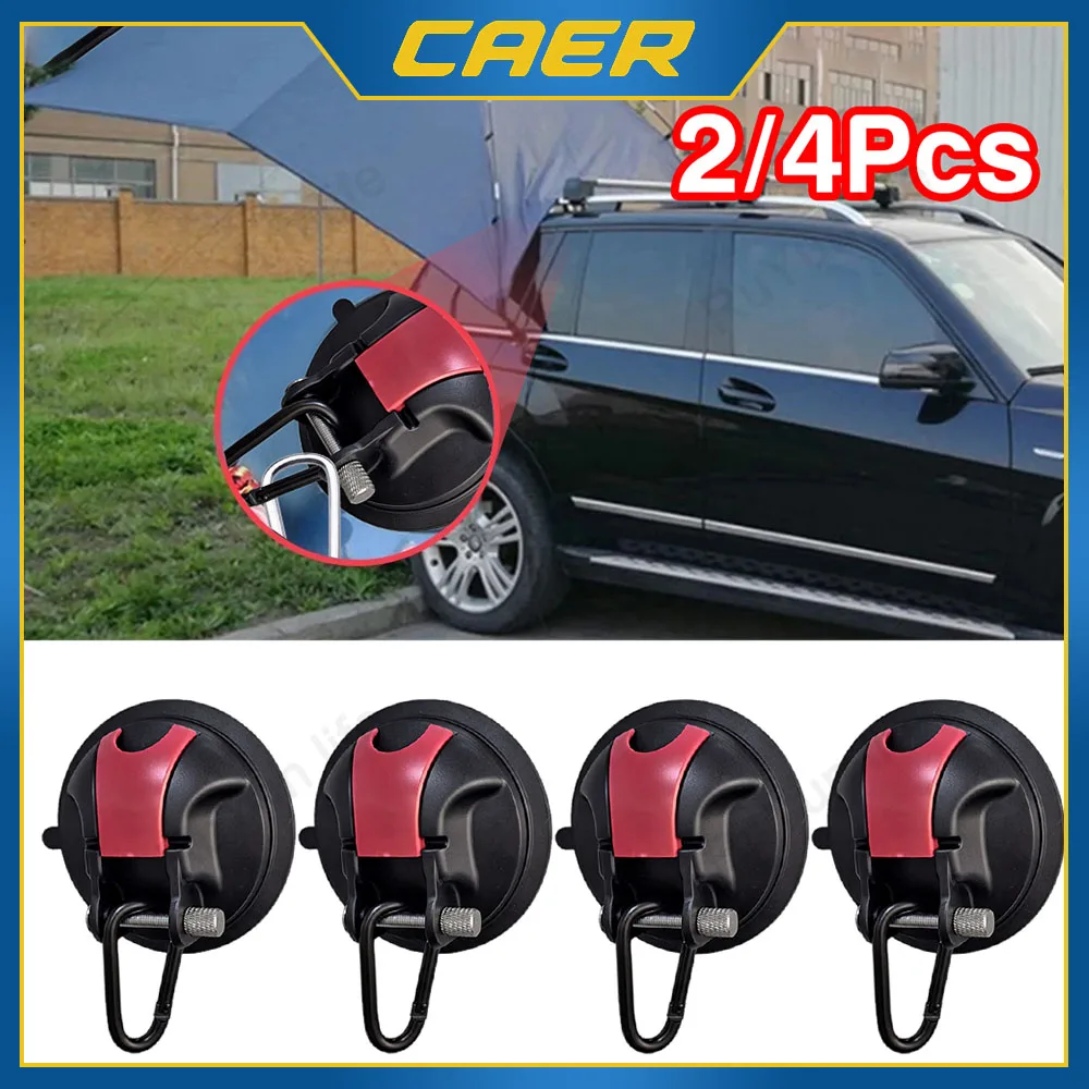 CAER 2/4Pcs Car Tent Suction Cups Buckle Outdoor Camping Awning Anchors Auto Fastener Securing Hooks for Heavy-Duty Truck Strap