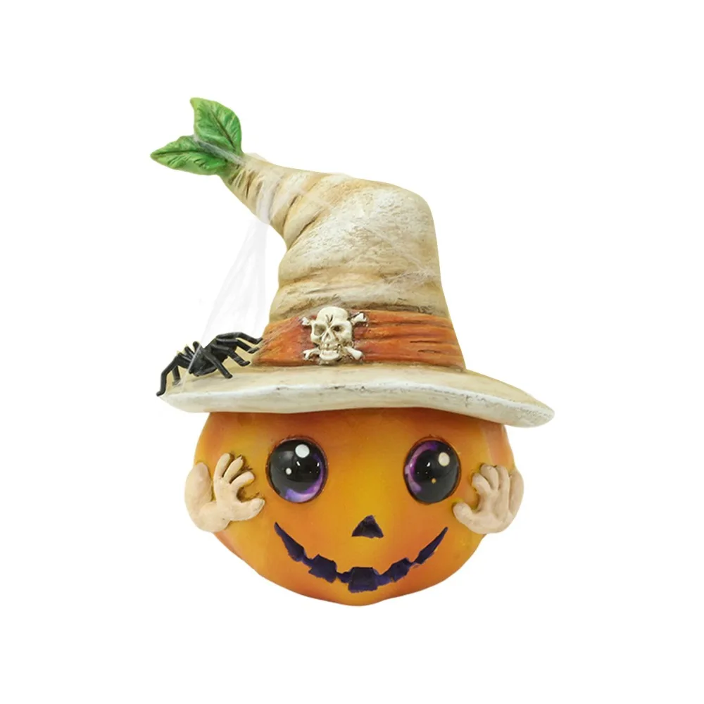 

Halloween Decoration Resin Pumpkin Elf Sculpture Funny Cute Pumpkin Head Figurines Cartoon Miniature Statue Ornament Props